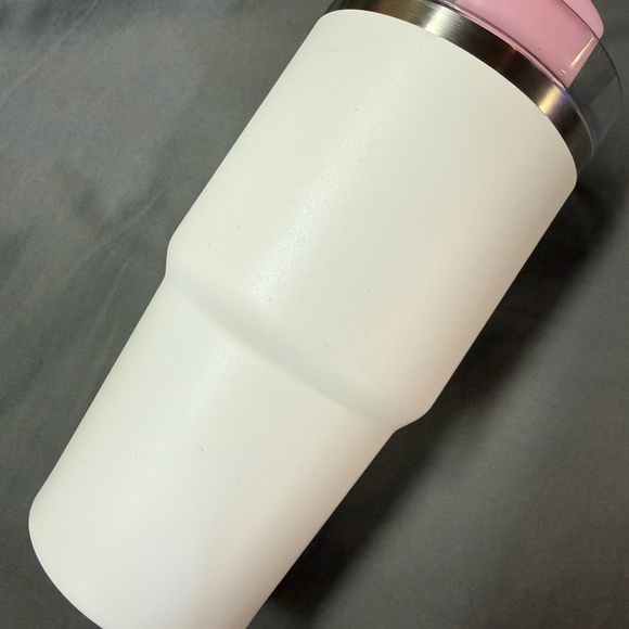 20 oz Stanley White Tumbler with Pink Highlights - Picture 2 of 4